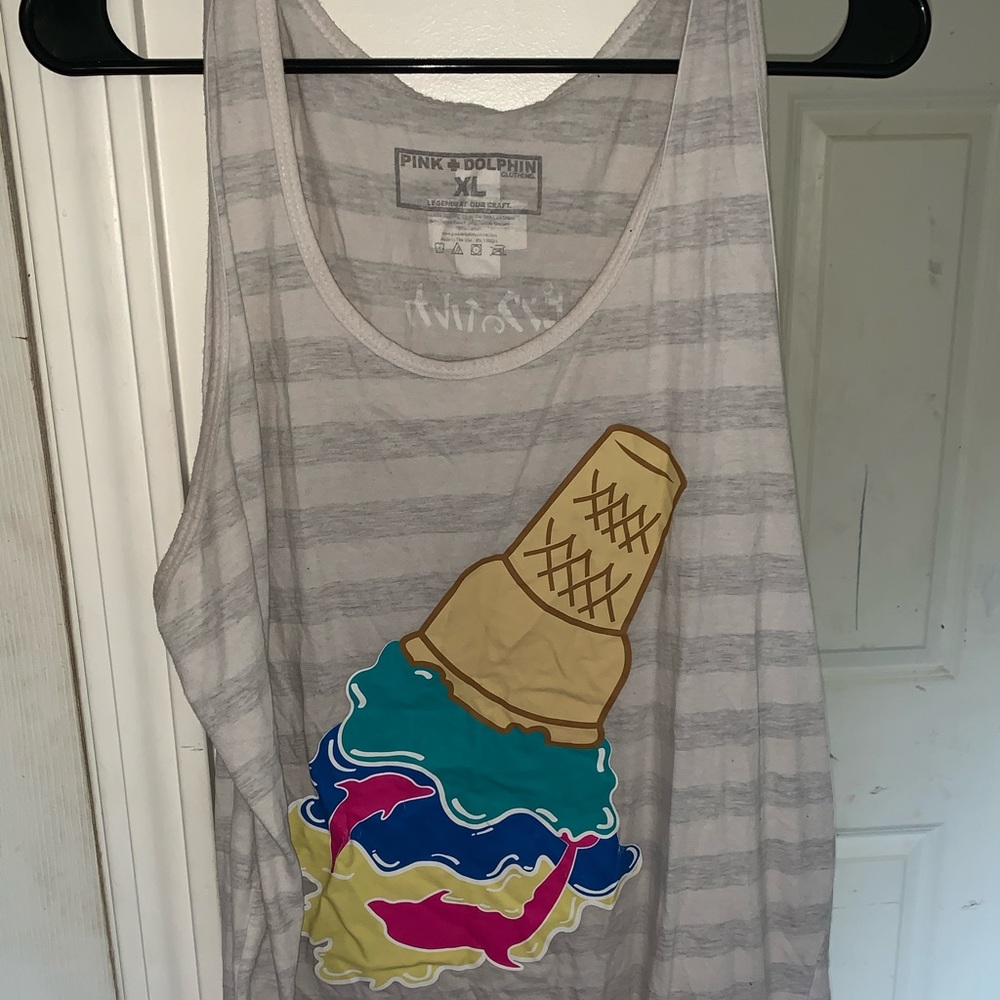 Pink Dolphin Ice Cream Cone Tank Top
